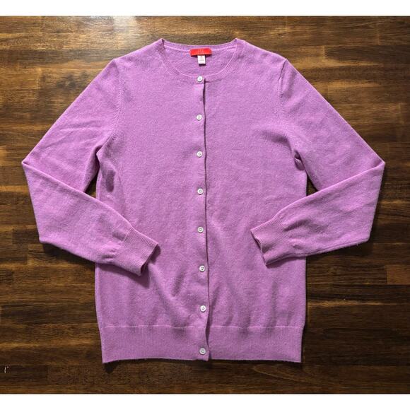 Jennie Liu Women's Medium Cardigan Sweater Button Front 100% Cashmere - Picture 1 of 8